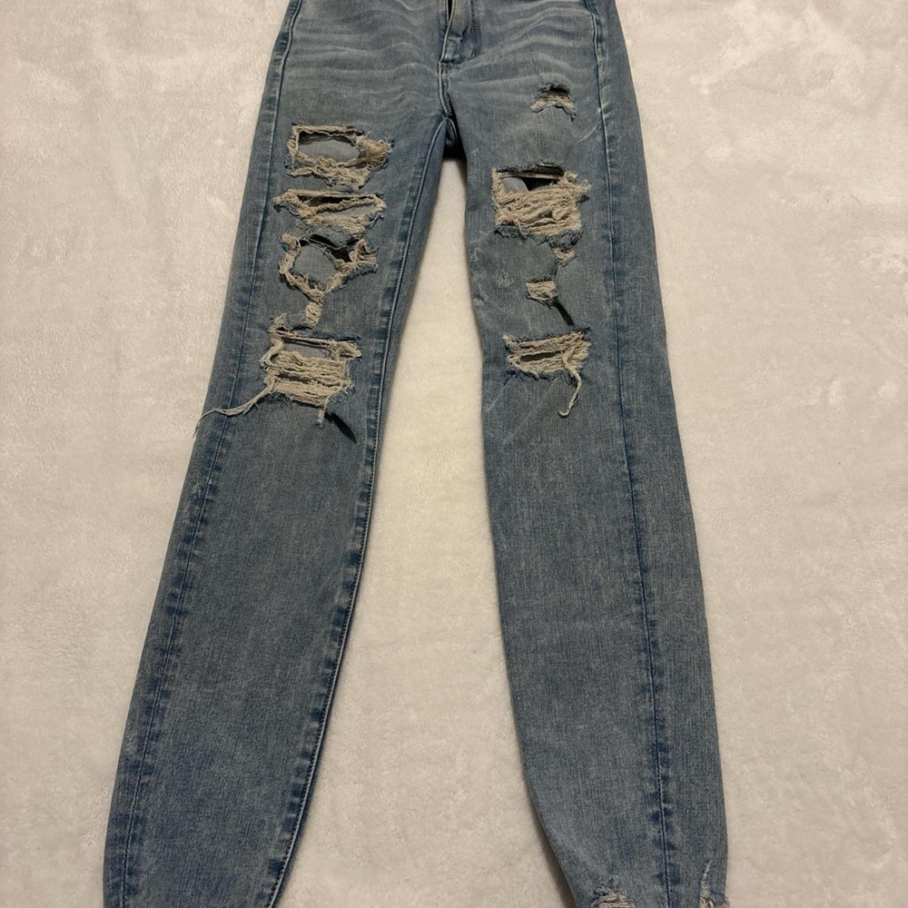 American Eagle Outfitters Ripped Blue Skinny Jeans